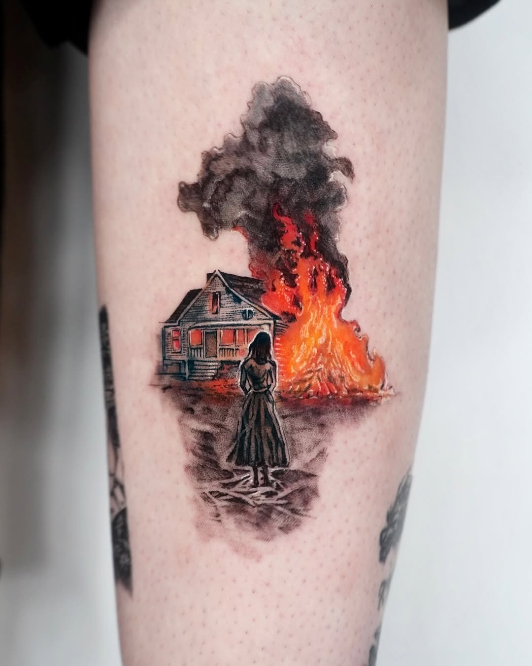 Captivating fire-themed tattoo artwork Tattoo Design