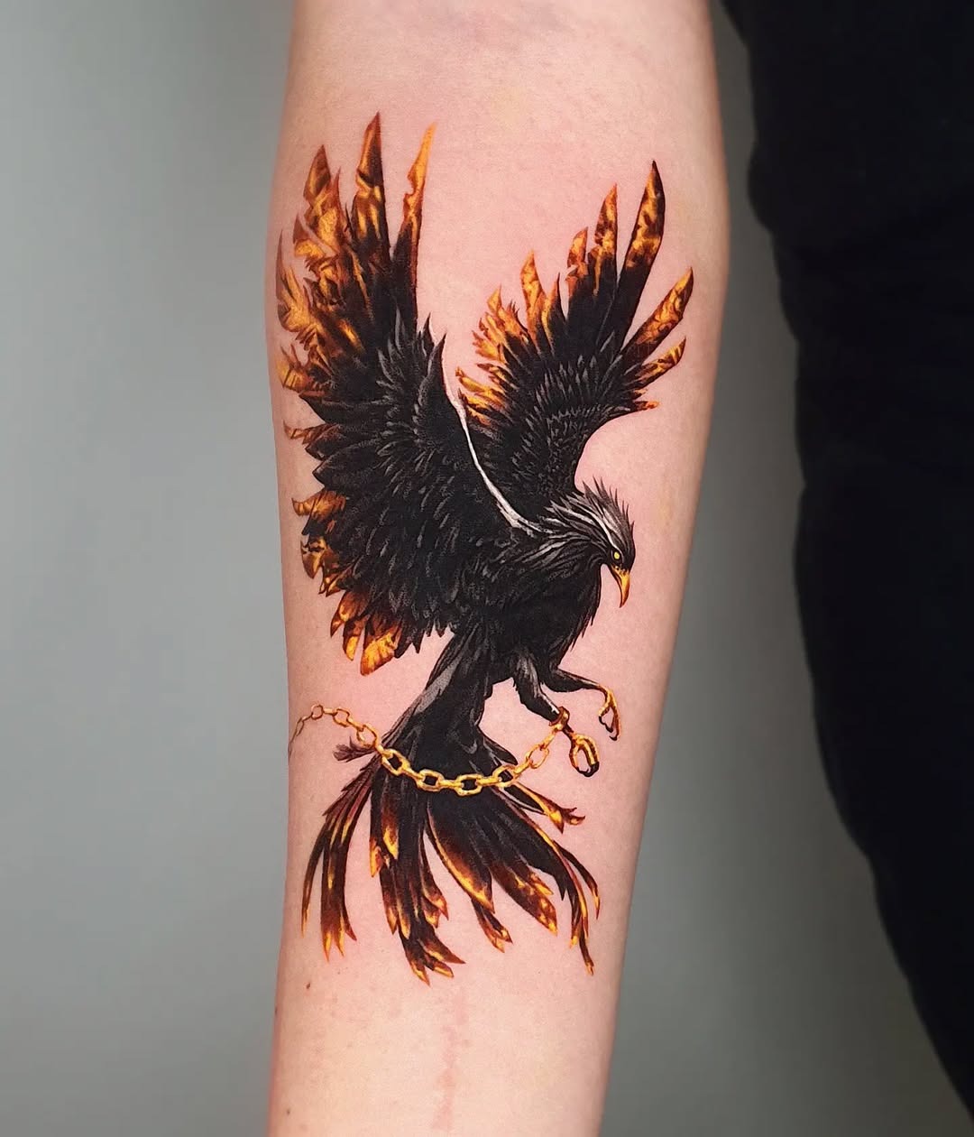 Striking fire-themed eagle tattoo design Tattoo Design