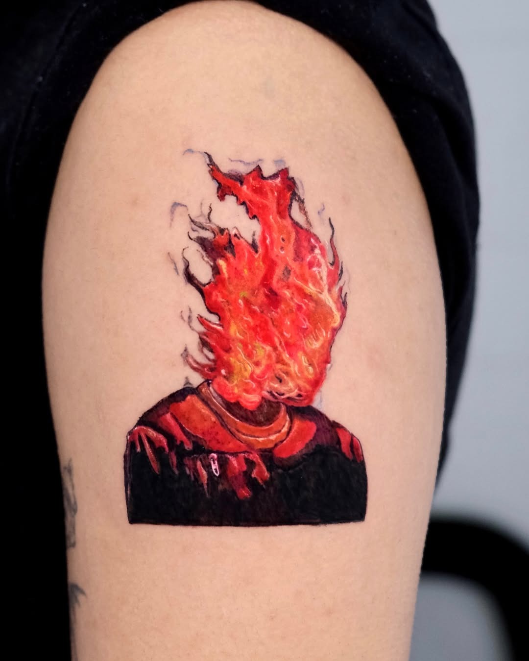 Stunning flaming head tattoo design Tattoo Design