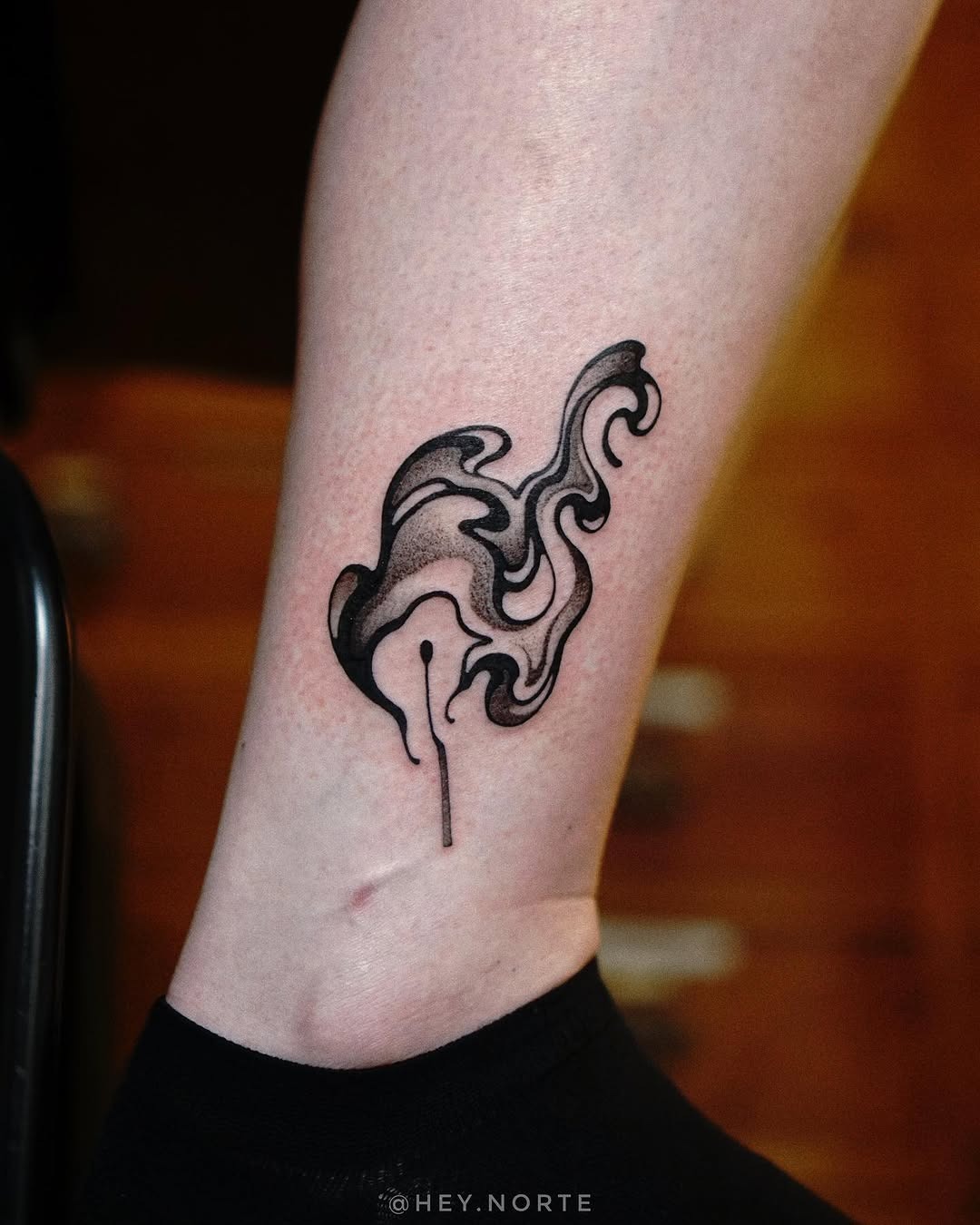 Stylish abstract fire tattoo on the leg Tattoo Design