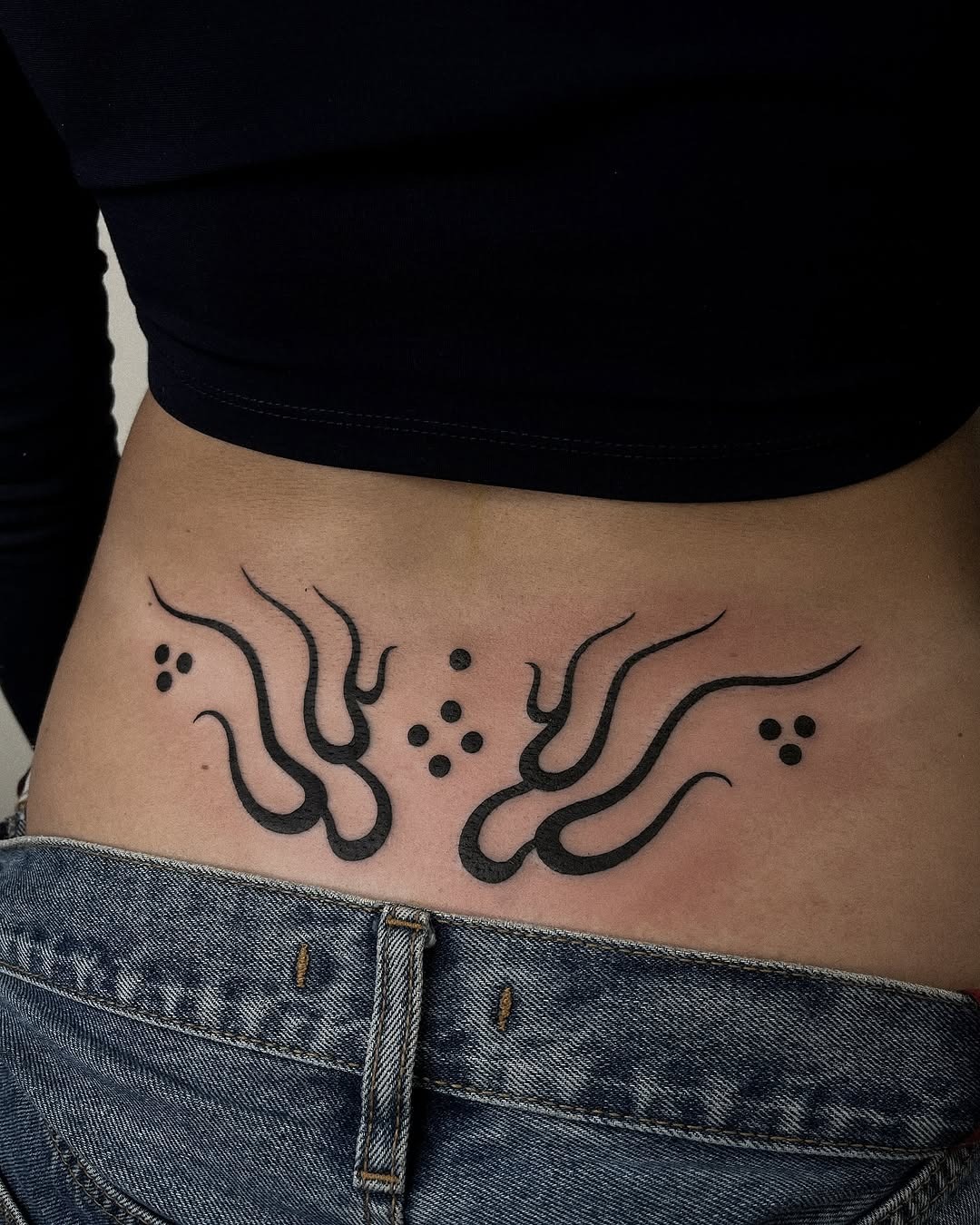 Stylish flames with abstract elements on skin Tattoo Design