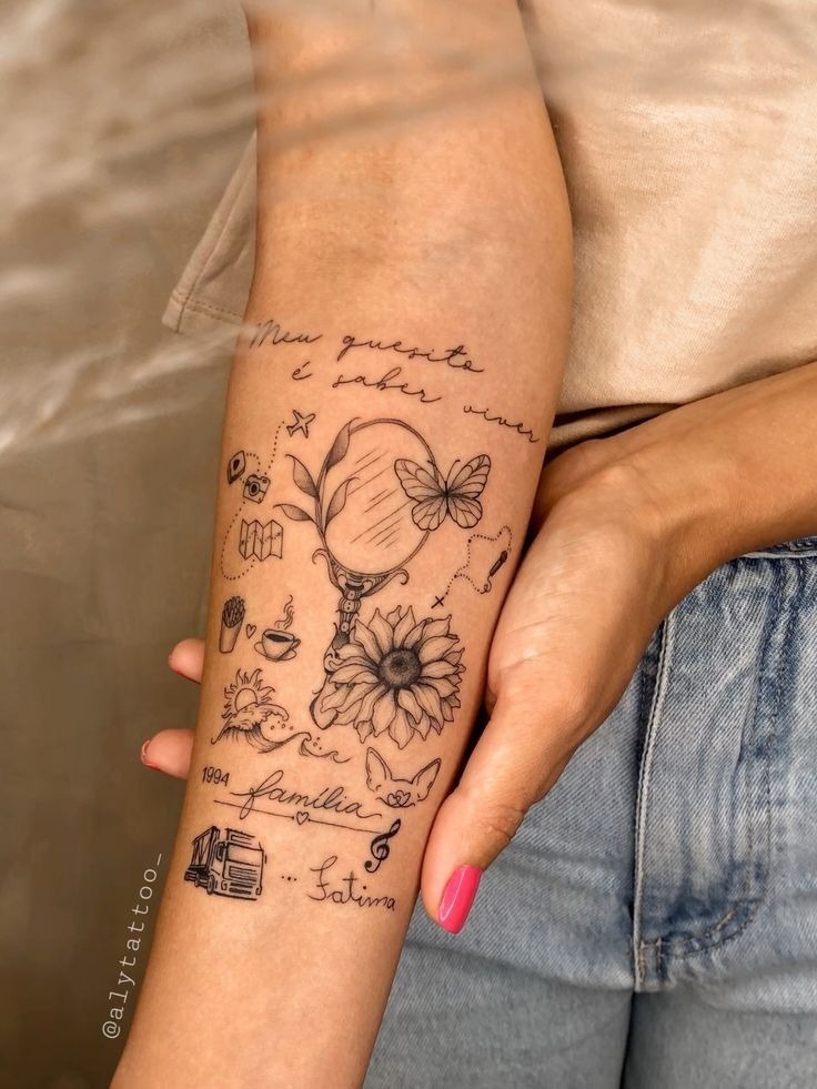 Mother and Child Line Art Tattoo Design