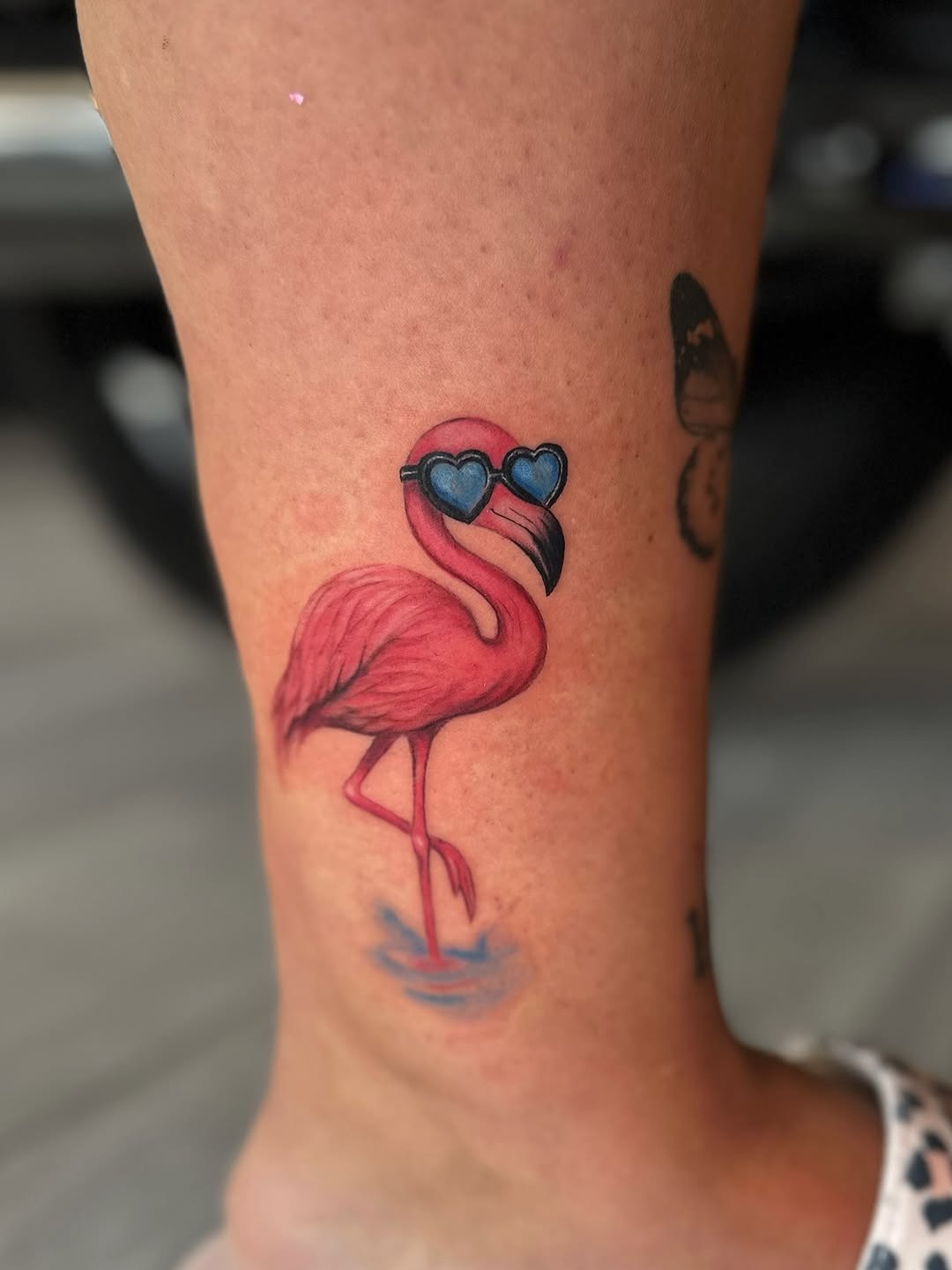 Charming flamingo tattoo with vibrant colors Tattoo Design