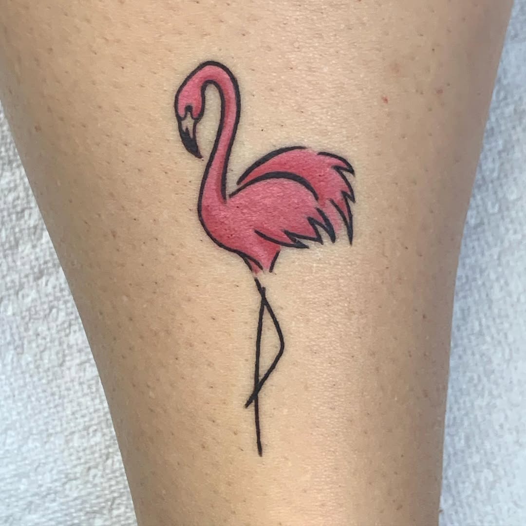 Chic Pink Flamingo Tattoo for Bold Individuals Tattoo Design