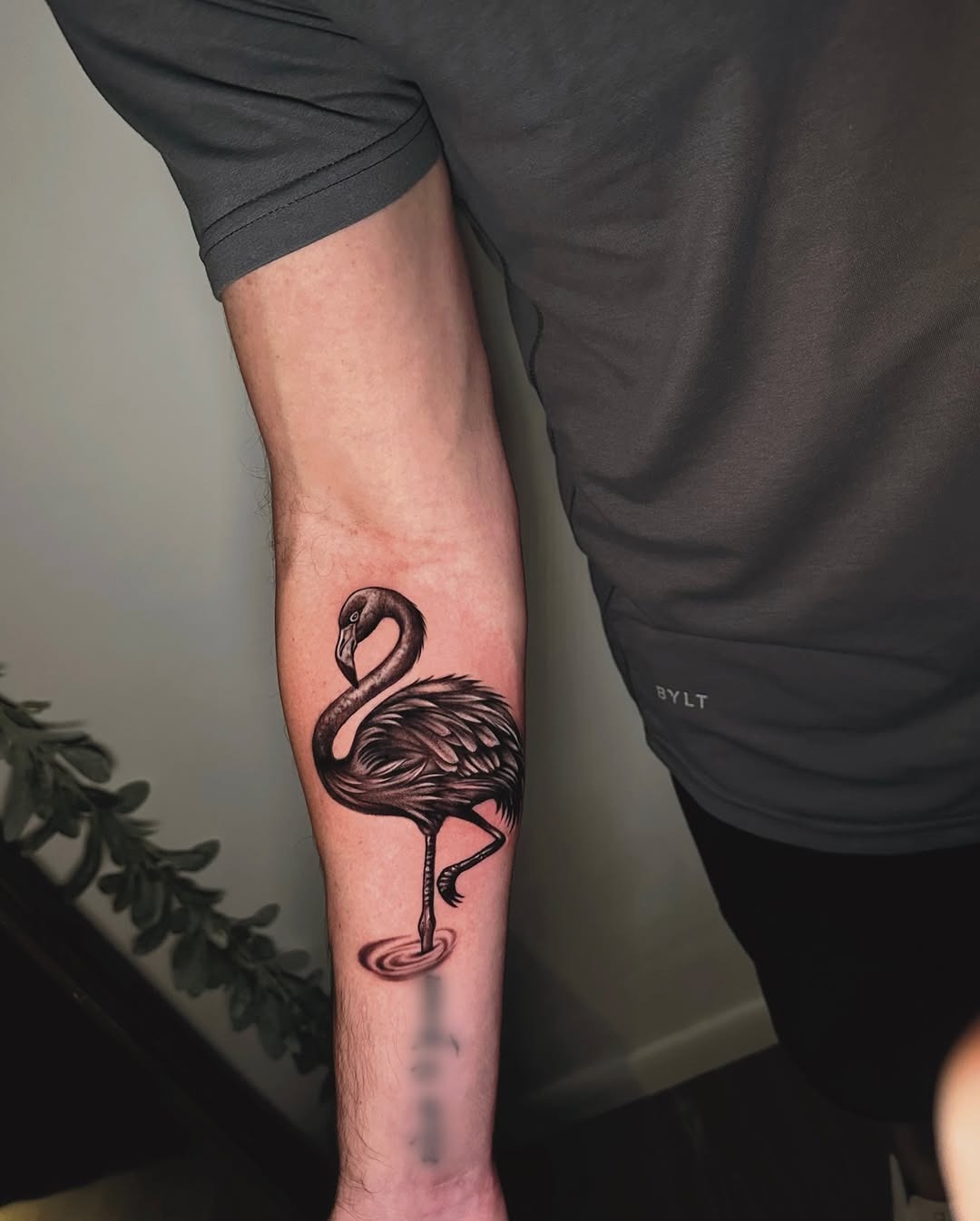 Elegant flamingo tattoo showcasing unique artistry. Tattoo Design