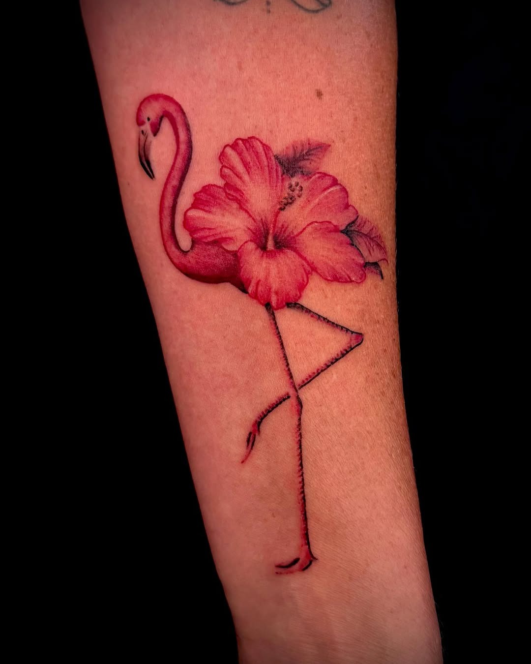Flamingo and Hibiscus: A Tropical Tattoo Delight Tattoo Design