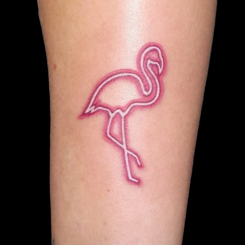 Minimalist flamingo tattoo design in pink hue Tattoo Design