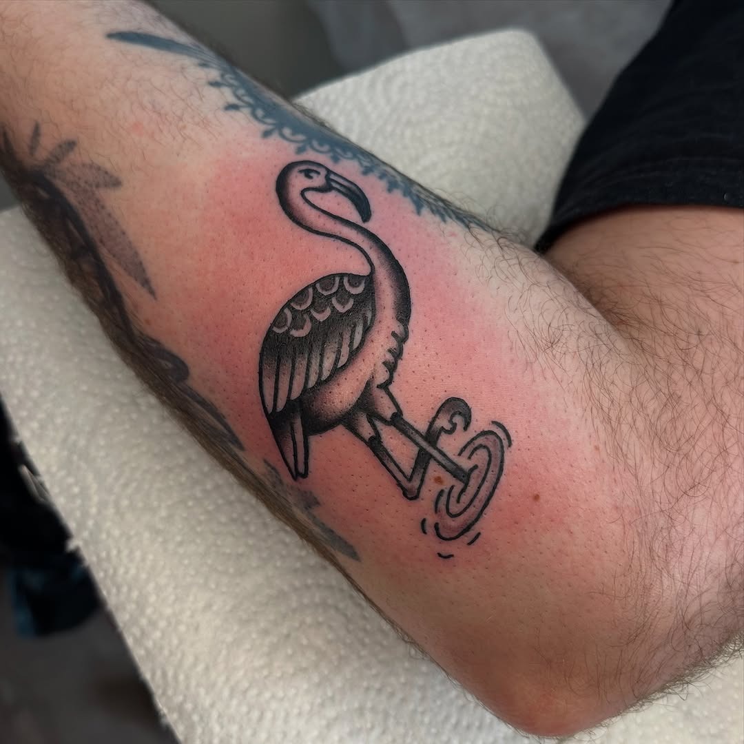 Stylish Flamingo Tattoo on Arm Tattoo Design