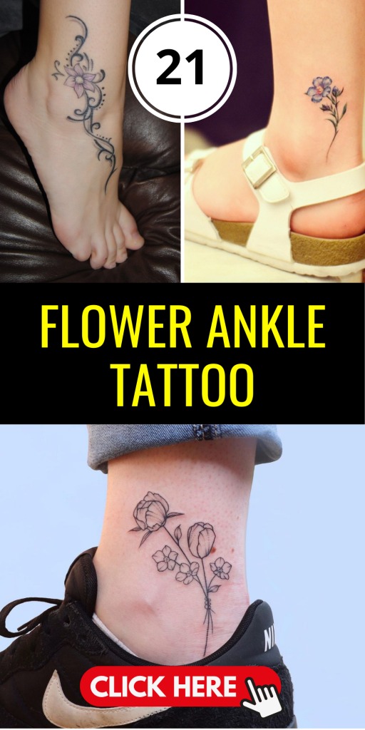 Bold Black Floral Ankle Tattoo Tattoo Design