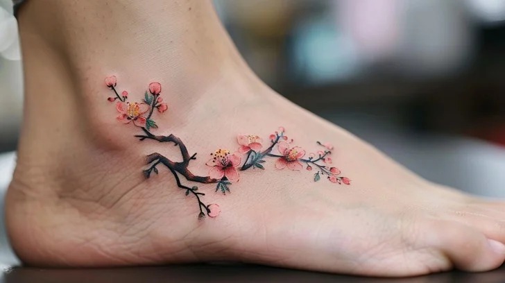 Cherry Blossom Branch Tattoo Design