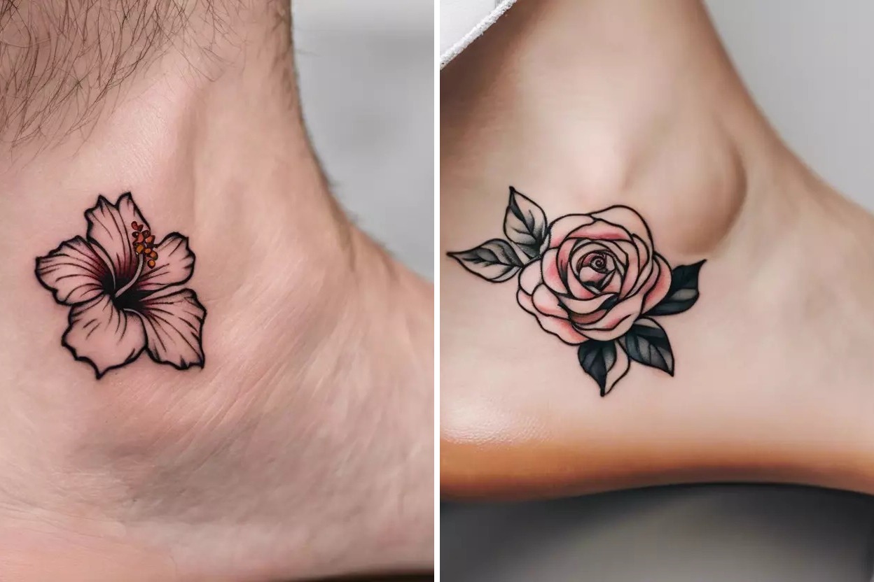 21+ Flower Ankle Tattoo Ideas That Stand Out with Effortless Elegance