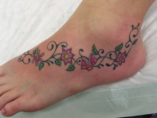 Tulip and Blossom Ankle Tattoo Tattoo Design