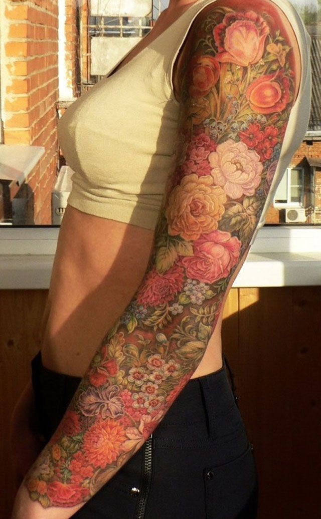Dark Rose Realism Sleeve Tattoo Design