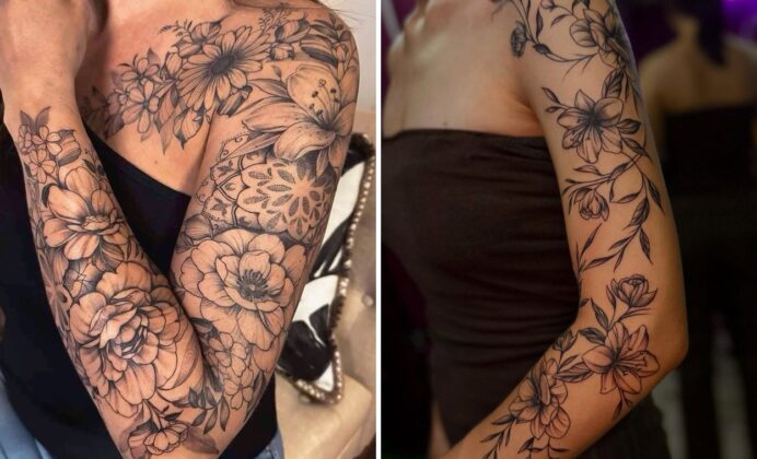 35+ Flower Sleeve Tattoo Ideas & Inspiration