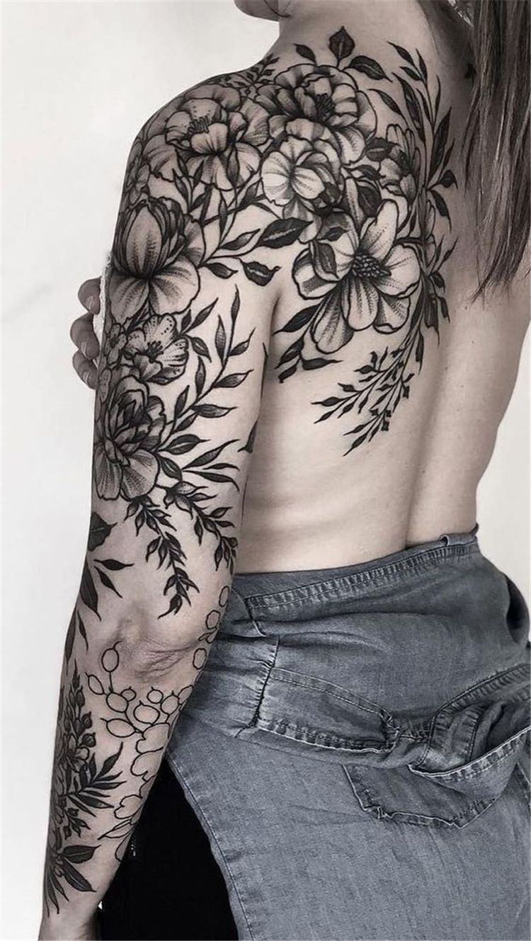 Mandala Black Floral Sleeve Tattoo Design