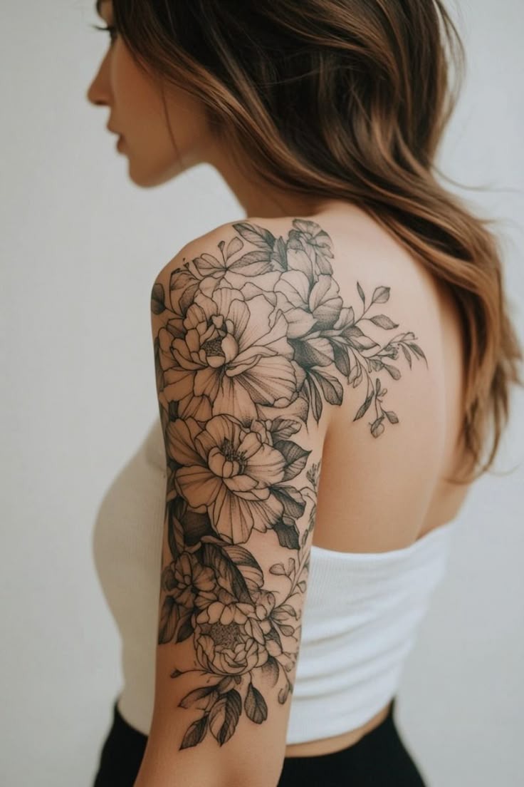 Mandala Floral Fusion Sleeve Tattoo Design