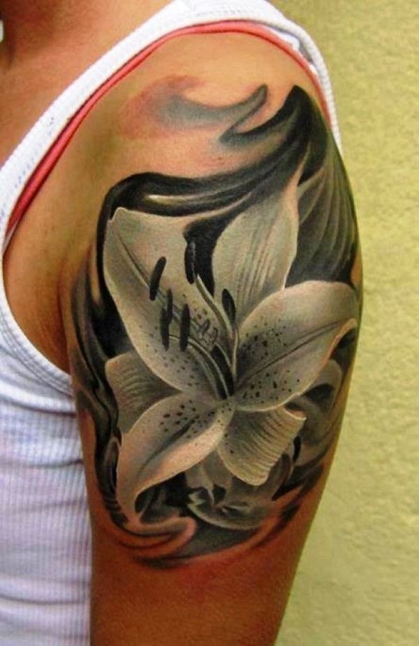 Black & White Lily Flower Tattoo Tattoo Design