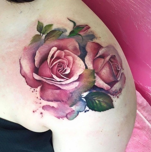 Double Pink Rose Flower Tattoos Tattoo Design