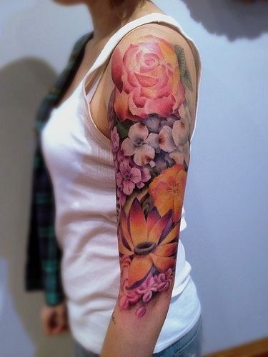 Flower Tattoos: Half Of Arm Full Of Flower Tattoos Tattoo Design