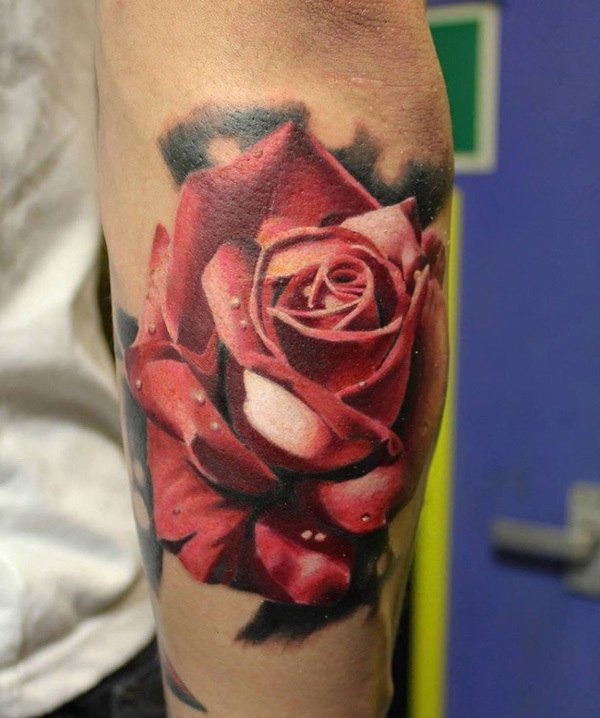 Flower with Water Detail Flower Tattoos Tattoo Design