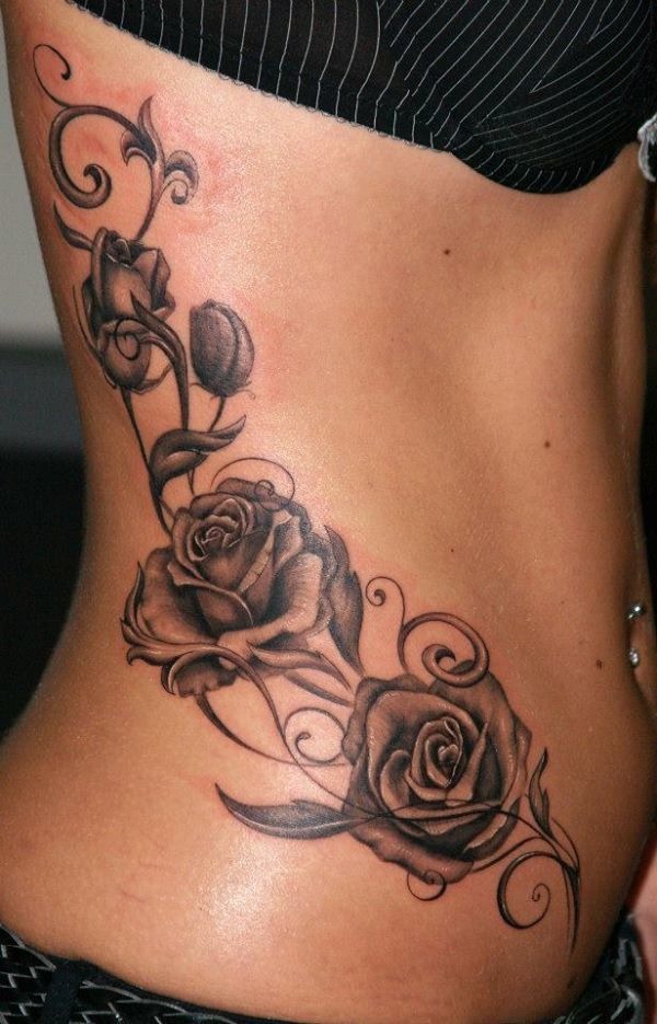Monochrome Flower Trail Flower Tattoos Tattoo Design