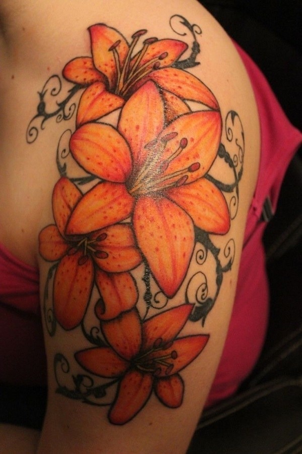 Orange Lilies Tattoo Design