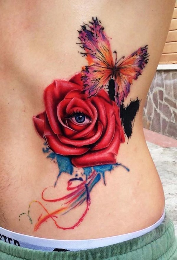 Rose with Eye Flower Tattoos Tattoo Design