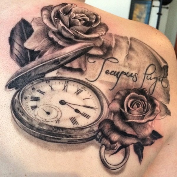 Tempus Fugit Flower Tattoo Tattoo Design