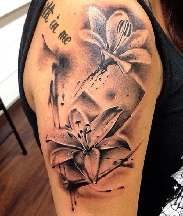 Vintage Lilies Flower Tattoo Tattoo Design