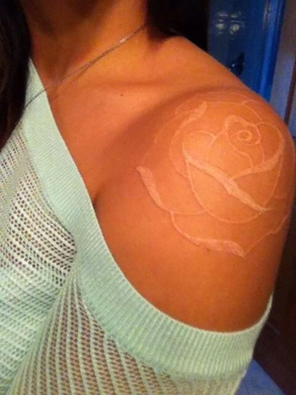 White Ink Shoulder Flower Tattoos Tattoo Design