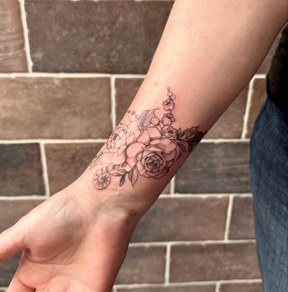 Black Floral Band Tattoo Tattoo Design