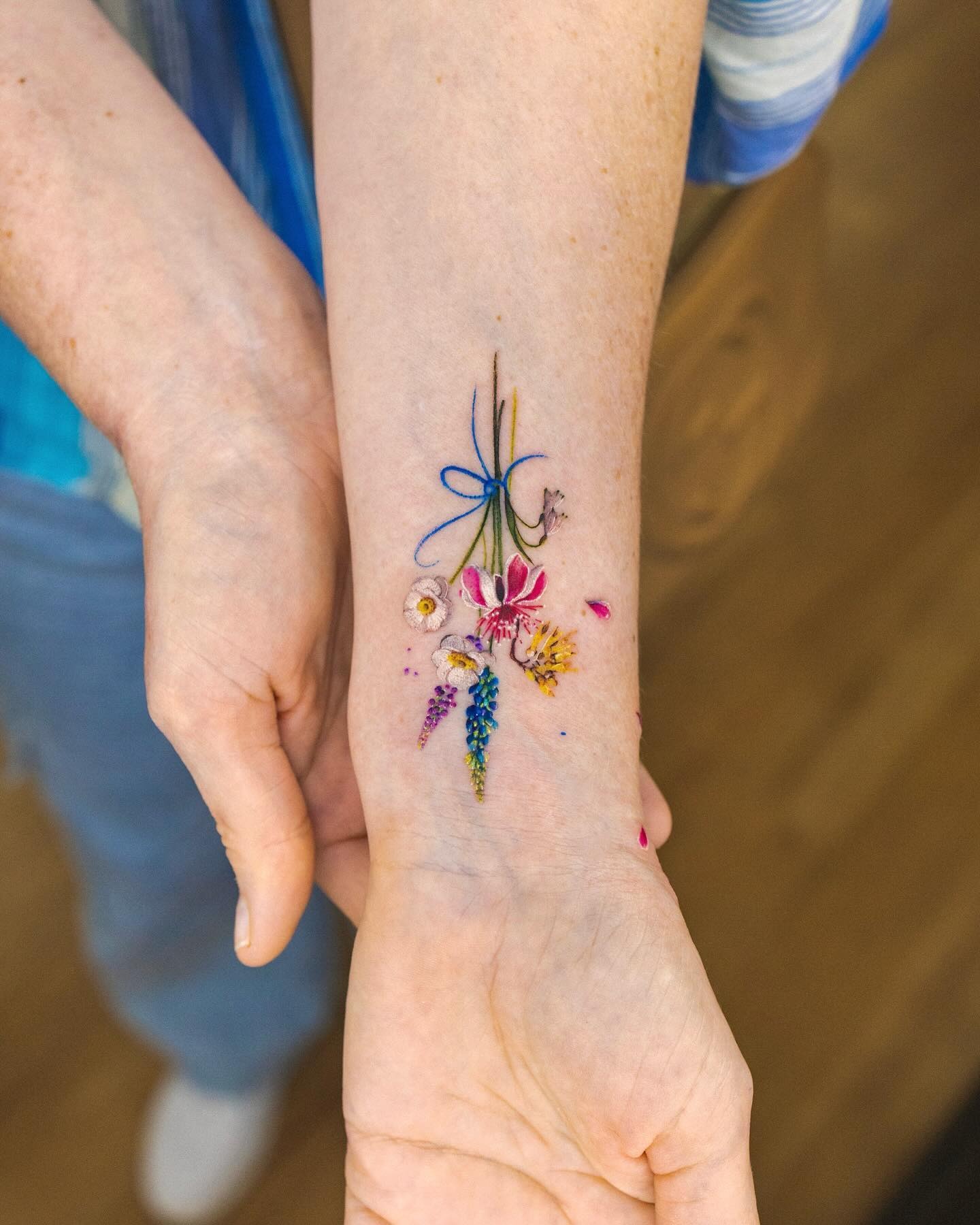 Colorful Wildflower Bouquet Tattoo Tattoo Design