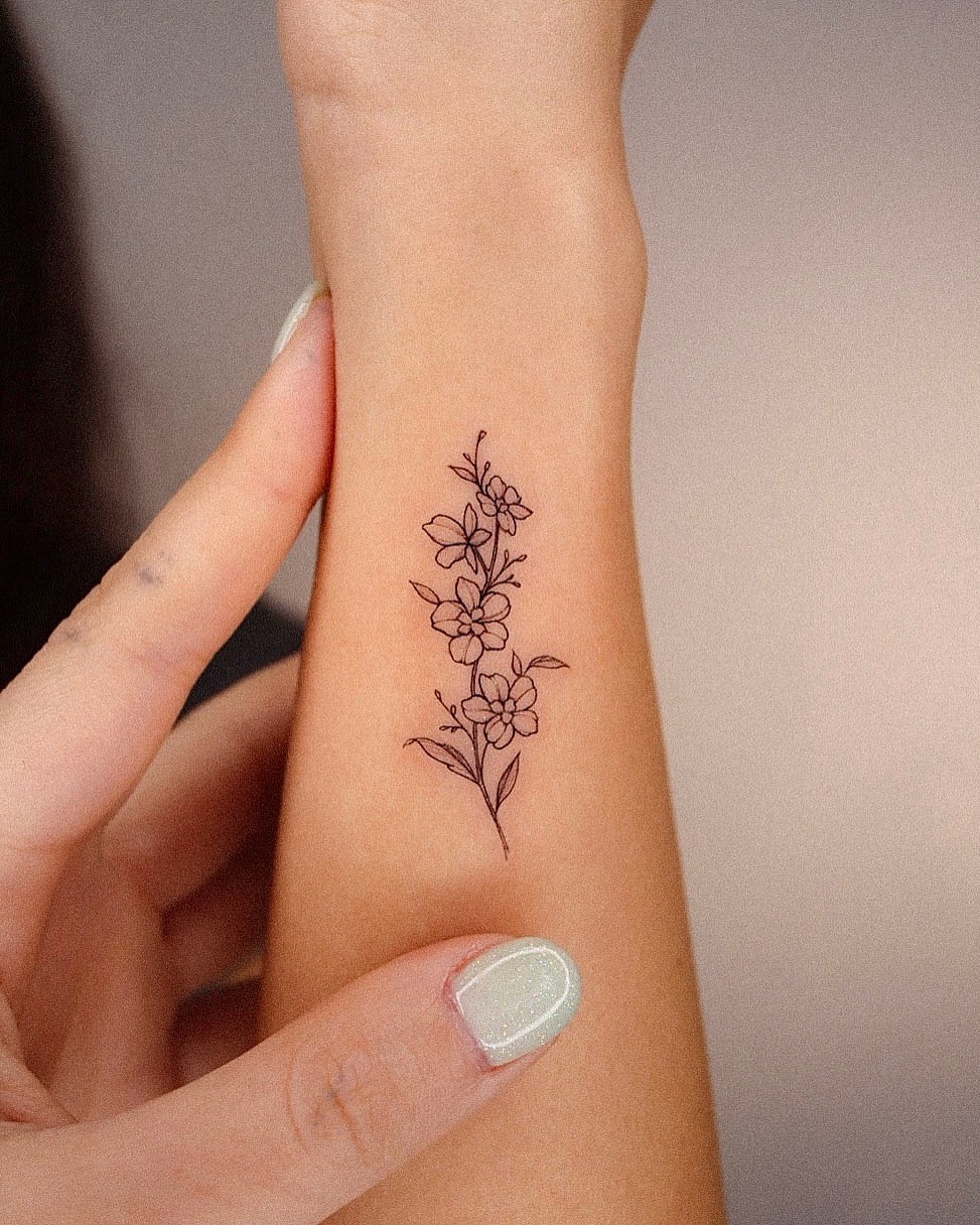 Delicate Floral Line Art Tattoo Tattoo Design