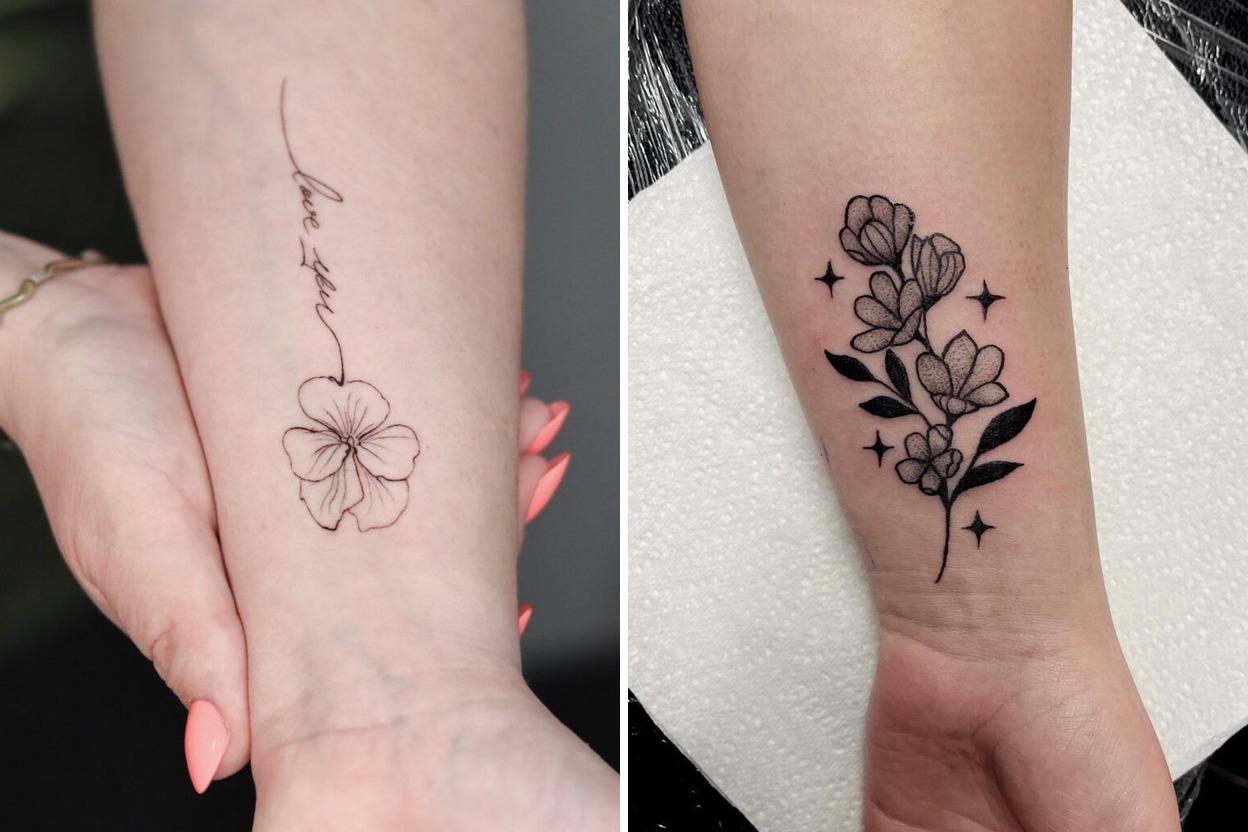 58+ Flower Wrist Tattoo Ideas & Inspiration Featured Lookbook Collage