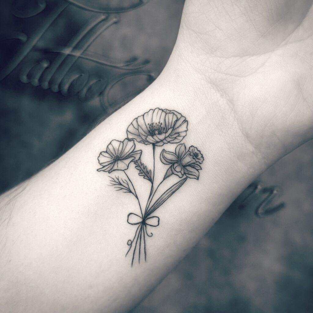 Heart-Shaped Floral Bloom Tattoo Tattoo Design