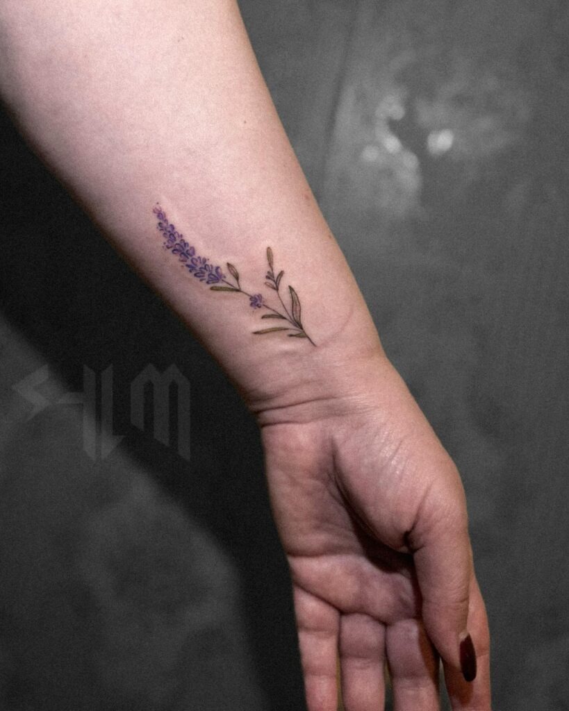 Lavender Sprig Wrist Tattoo Tattoo Design