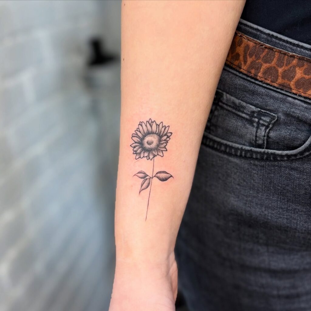 Minimal Sunflower Wrist Tattoo Tattoo Design