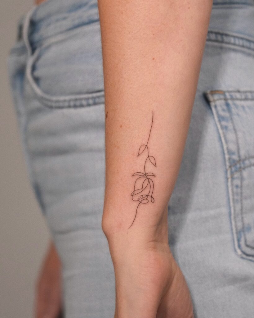 One-Line Rose Wrist Tattoo Tattoo Design