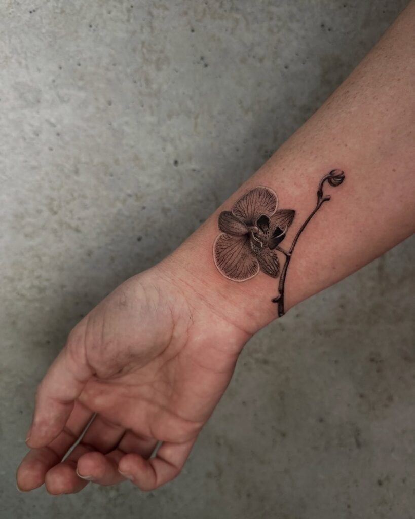 Realistic Orchid Wrist Tattoo Tattoo Design