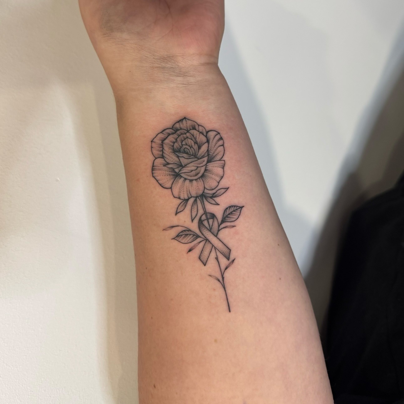 Rose and Awareness Ribbon Wrist Tattoo Tattoo Design