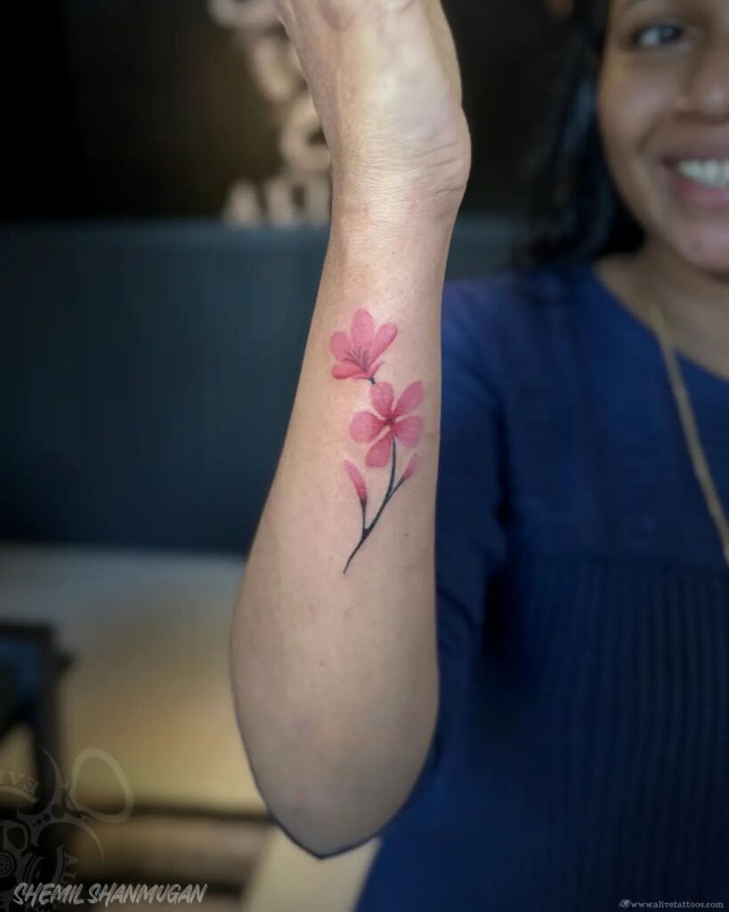 Soft Pink Blossom Wrist Tattoo Tattoo Design