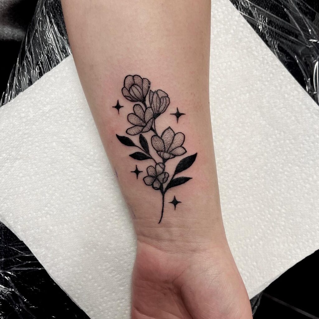 Starry Bloom Wrist Tattoo Tattoo Design