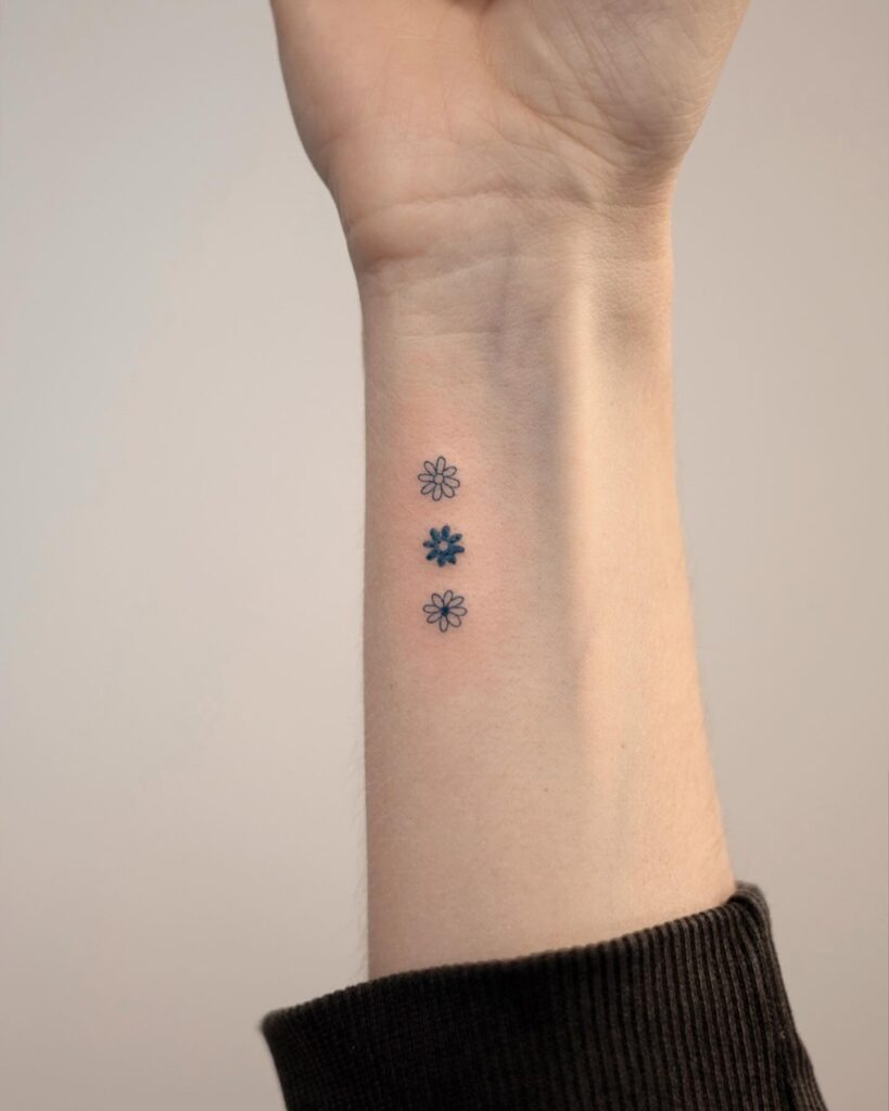 Trio of Blue Blossoms Tattoo Tattoo Design