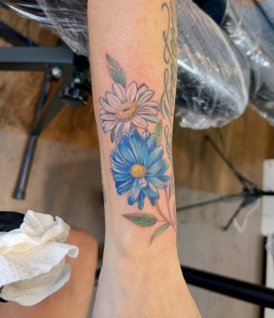Vibrant Daisy Duo Wrist Tattoo Tattoo Design
