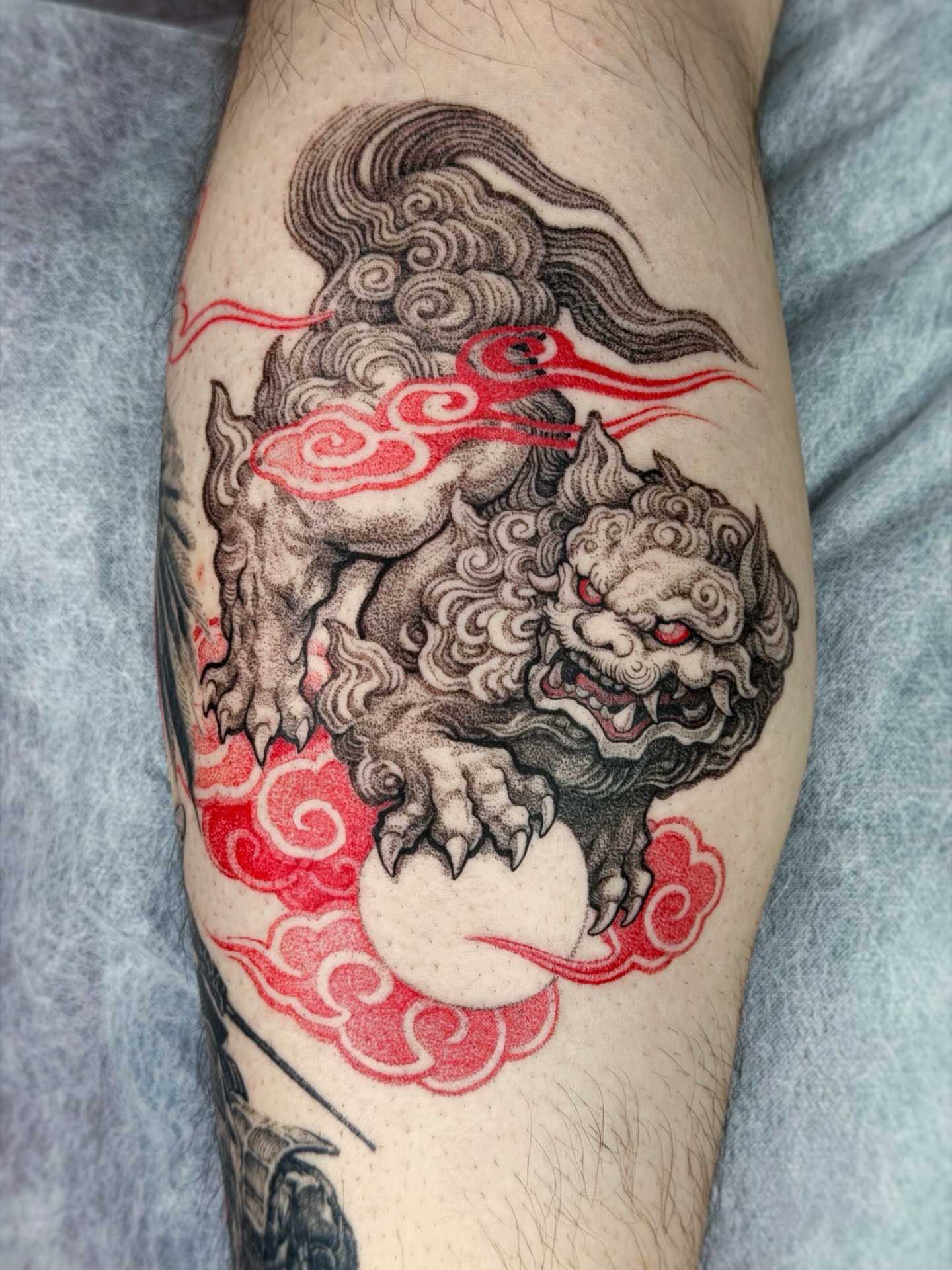 Leaping Foo Dog Cloud Tattoo Tattoo Design