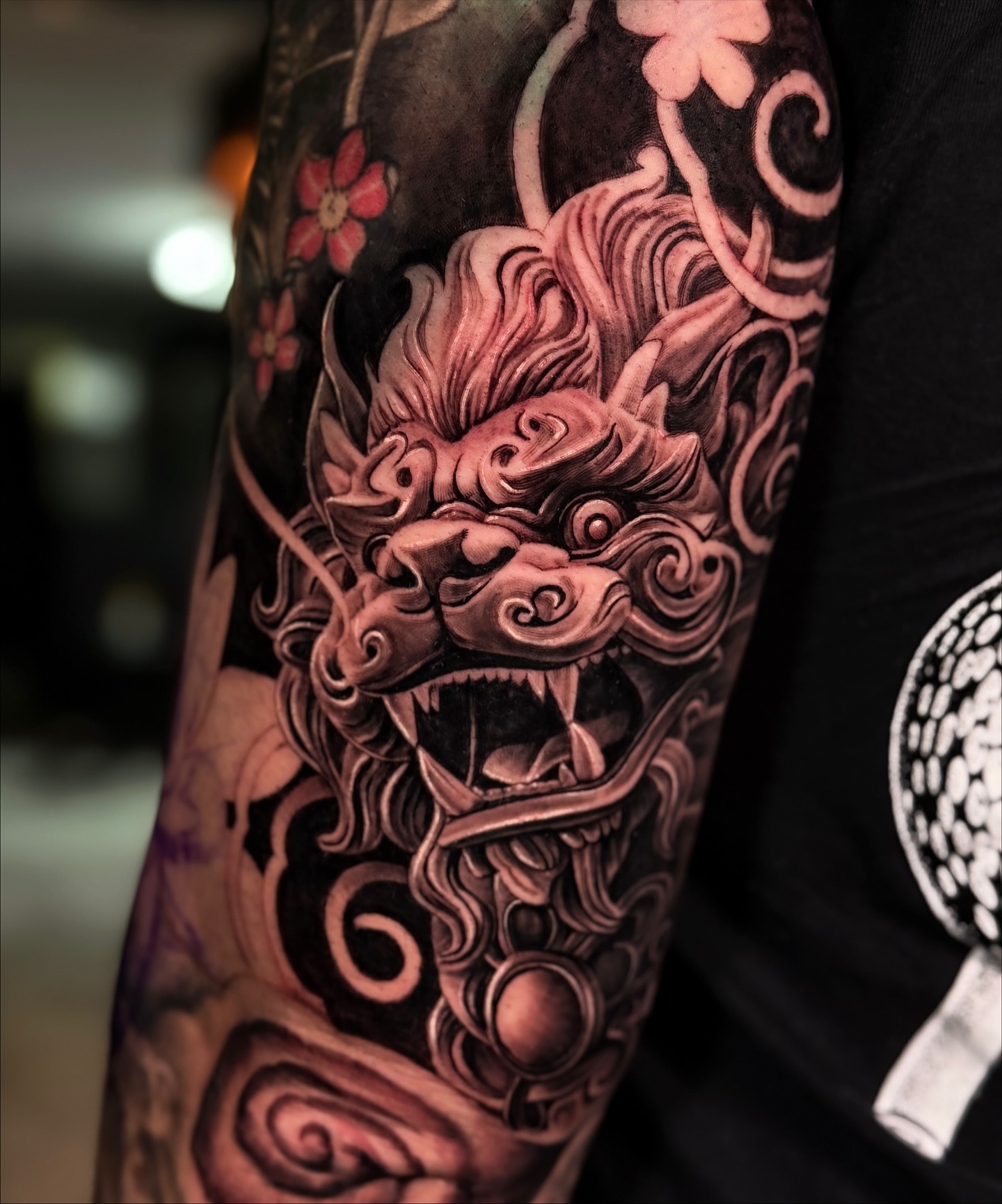 Roaring Foo Dog Head Tattoo Tattoo Design