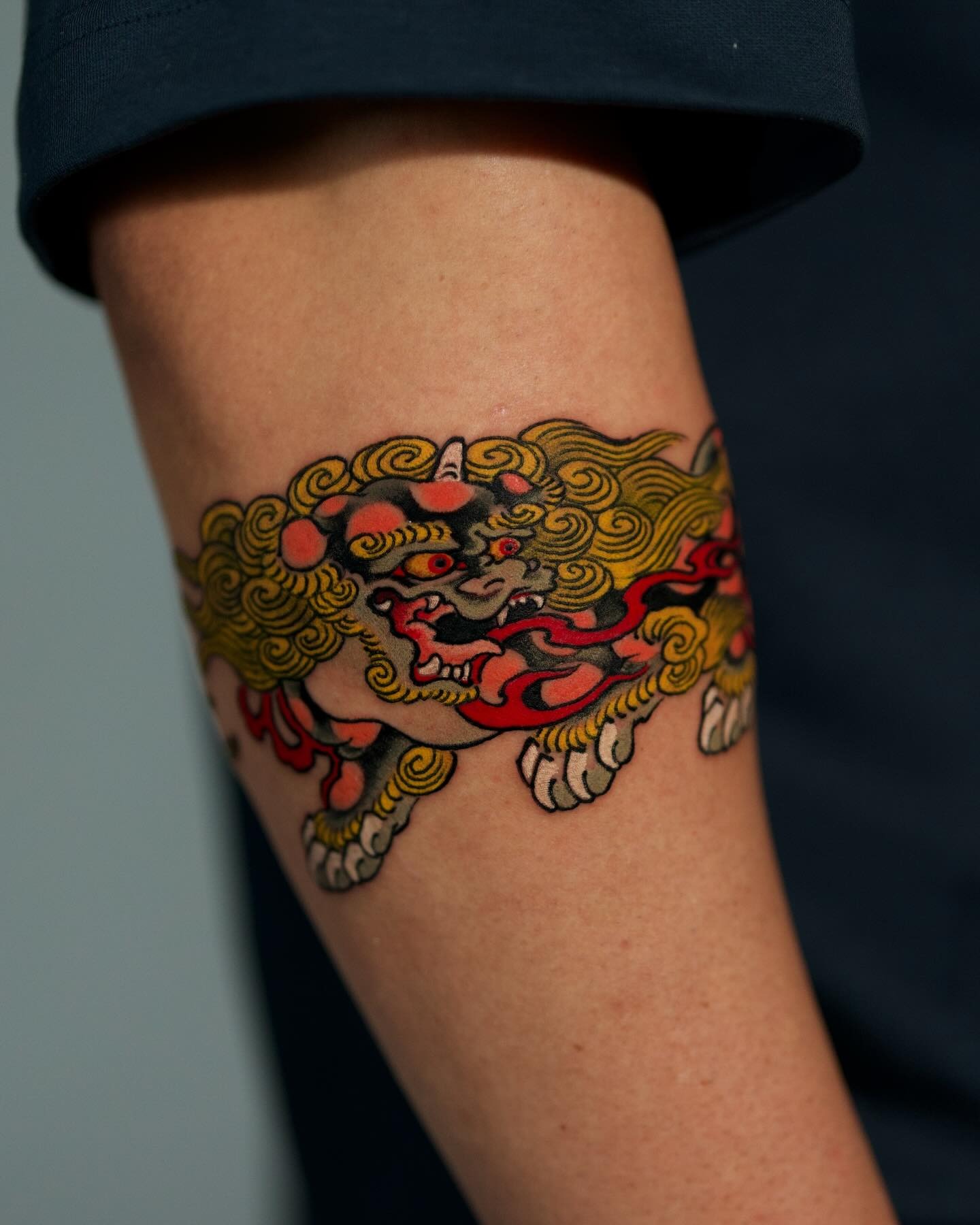 Running Traditional Foo Dog Tattoo Tattoo Design