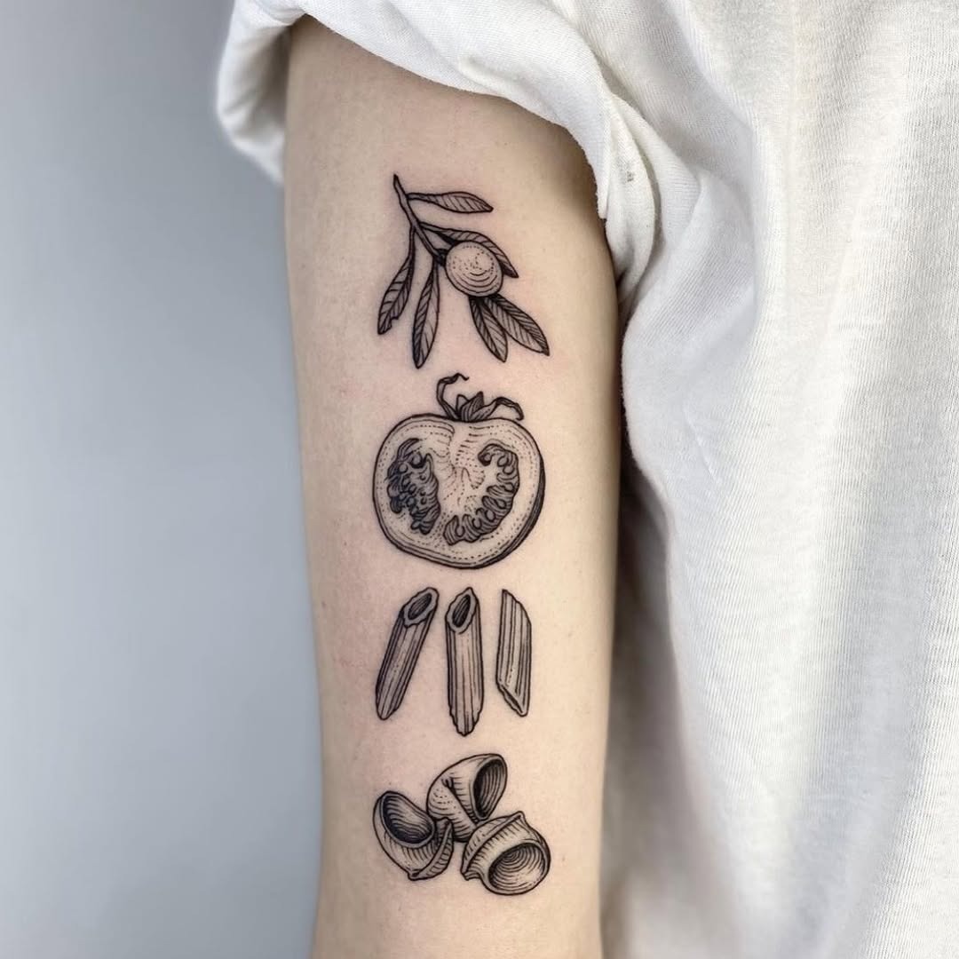 Creative edible-themed body art for food lovers Tattoo Design