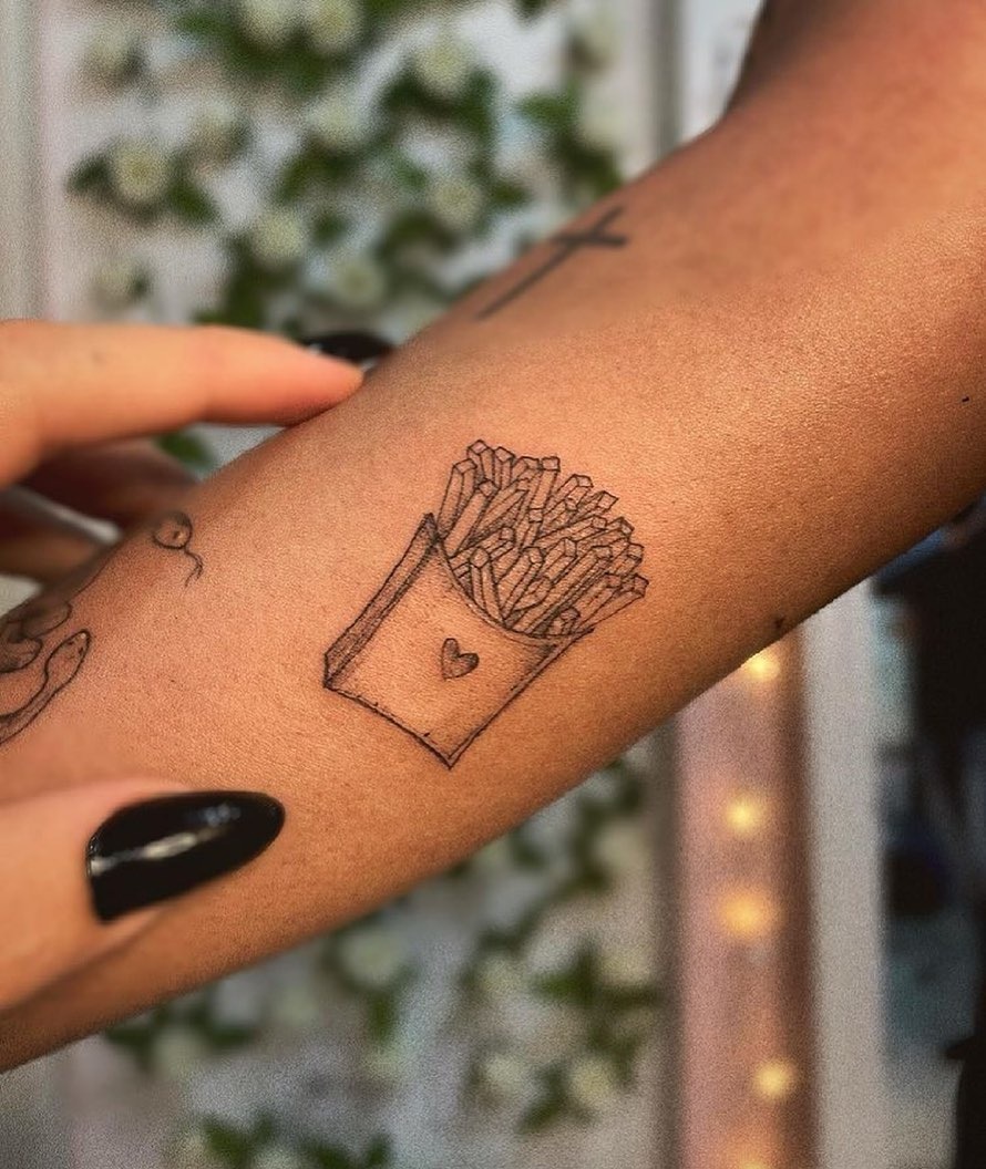 Delicious fries tattoo showcasing culinary passion Tattoo Design