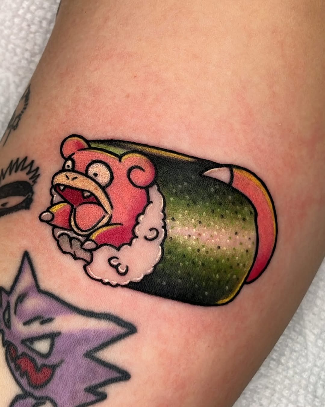 Playful sushi tattoo with vibrant colors Tattoo Design